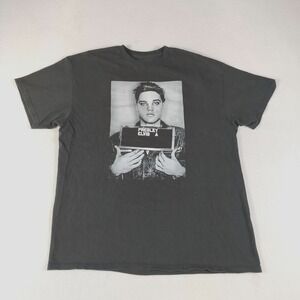 Elvis Presley Shirt Men's Large Black Mug Shot The Ming Of Rock And Roll Graphic